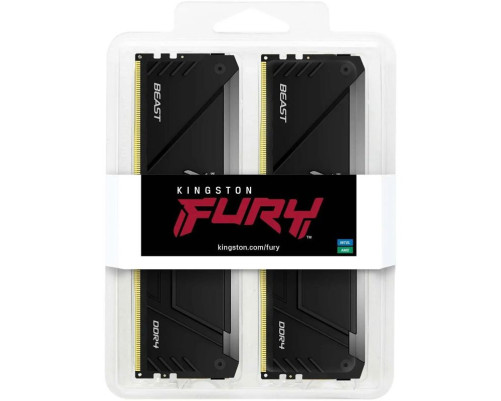 Оперативная память Kingston 16GB 3600MT/s DDR4 CL17 DIMM (Kit of 2) FURY Beast RGB