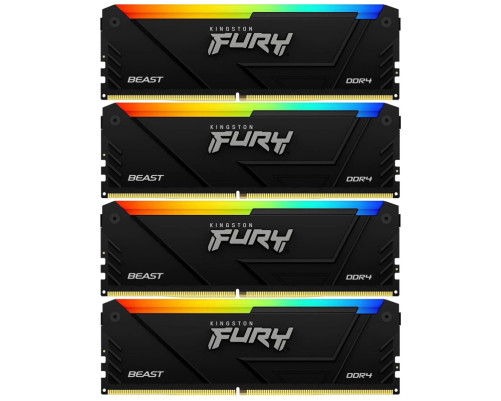 Оперативная память Kingston 32GB 2666MT/s DDR4 CL16 DIMM (Kit of 4) FURY Beast RGB