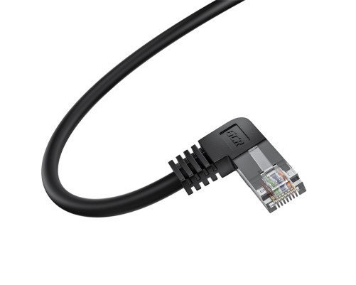 Патч-корд прямой 3.0m UTP кат.5e, черный, правый угол, литой, ethernet high speed, RJ45, T568B, GCR-53146