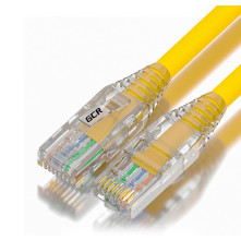 Патч-корд 0.5m UTP кат.6, желтый, коннектор ABS, 24 AWG, ethernet high speed 10 Гбит/с, RJ45, T568B, GCR-55430