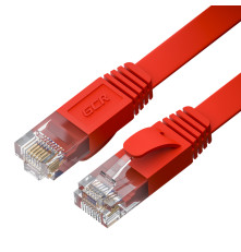 Патч-корд PROF плоский прямой 1.5m, UTP медь кат.6, красный, 30 AWG, ethernet high speed 10 Гбит/с, RJ45, T568B, GCR-53084