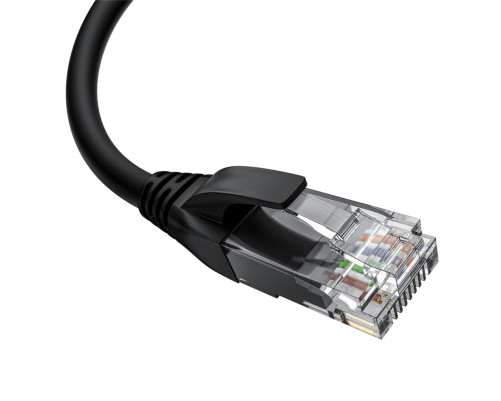 Патч-корд прямой 3.0m UTP кат.5e, черный, правый угол, литой, ethernet high speed, RJ45, T568B, GCR-53146