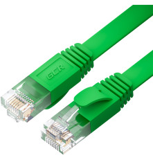 Патч-корд PROF плоский прямой 3.0m, UTP медь кат.6, зеленый, 30 AWG, ethernet high speed 10 Гбит/с, RJ45, T568B, GCR-52842