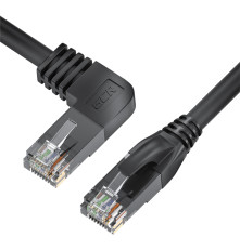 Патч-корд прямой 3.0m UTP кат.5e, черный, правый угол, литой, ethernet high speed, RJ45, T568B, GCR-53146