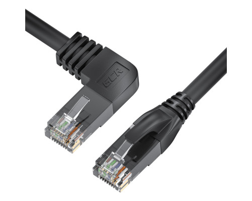 Патч-корд прямой 3.0m UTP кат.5e, черный, правый угол, литой, ethernet high speed, RJ45, T568B, GCR-53146