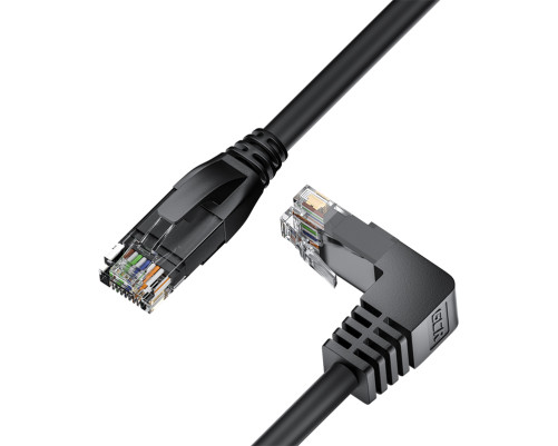 Патч-корд прямой 20.0m UTP кат.5e, черный, верхний угол, литой, ethernet high speed, RJ45, T568B