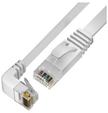 Патч-корд PROF плоский 5.0m, UTP медь кат.6, белый, верхний угол, ethernet high speed 10 Гбит/с, RJ45, T568B