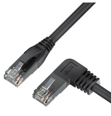 Патч-корд прямой 0.5m UTP кат.5e, черный, левый угол, литой, ethernet high speed, RJ45, T568B, GCR-53149