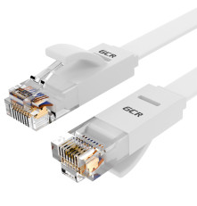 Патч-корд PROF плоский прямой 0.5m, UTP медь кат.6, белый, 30 AWG, ethernet high speed 10 Гбит/с, RJ45, T568B, GCR-51786