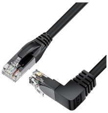 Патч-корд прямой 1.5m UTP кат.5e, черный, нижний угол, литой, ethernet high speed, RJ45, T568B