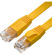 Патч-корд PROF плоский прямой 1.5m, UTP медь кат.6, желтый, 30 AWG, ethernet high speed 10 Гбит/с, RJ45, T568B, GCR-52824