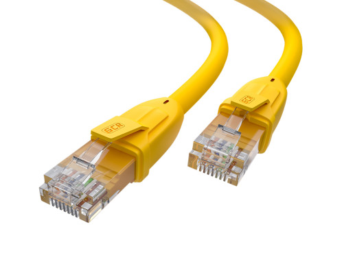 Патч-корд прямой 10.0m UTP кат.6, желтый, 24 AWG, литой, ethernet high speed, RJ45, T568B, GCR-52377