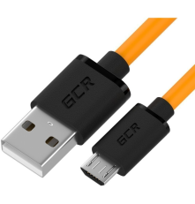 Кабель 1.0m MicroUSB, быстрая зарядка, оранжевый TPE, черные коннекторы, 28/22 AWG, GCR-52480