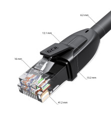 Патч-корд PROF прямой 20.0m, UTP медь кат.6, че, 24 AWG, ethernet high speed 10 Гбит/с, RJ45, T568B, GCR-52589