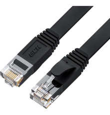 Патч-корд 1.0m PROF плоский прямой кат.7 ethernet, медь, черный, RJ45, T568B