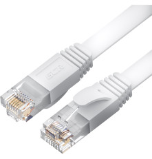 Патч-корд PROF плоский прямой 5.0m, UTP медь кат.6, белый, 30 AWG, ethernet high speed 10 Гбит/с, RJ45, T568B, GCR-52871