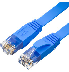 Патч-корд PROF плоский прямой 7.5m, UTP медь кат.6, синий, 30 AWG, ethernet high speed 10 Гбит/с, RJ45, T568B, GCR-52877