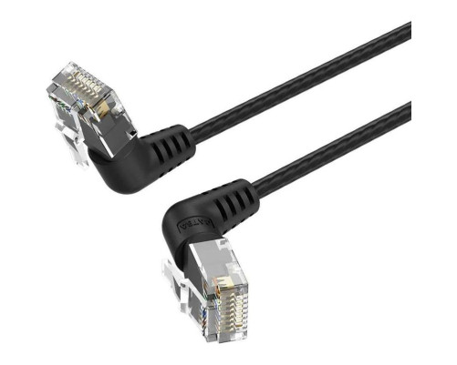 Патч-корд Vention прямой UTP cat.6a, RJ45 угол 90 - 2м. Черный