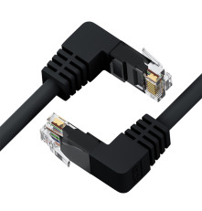 Патч-корд прямой 7.5m UTP кат.5e, черный, нижний/нижний угол, литой, ethernet high speed, RJ45, T568B