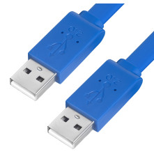 Кабель 1.5m USB 2.0, AM/AM, плоский, синий, морозостойкий, GCR-UM4MF-BD-1.5m