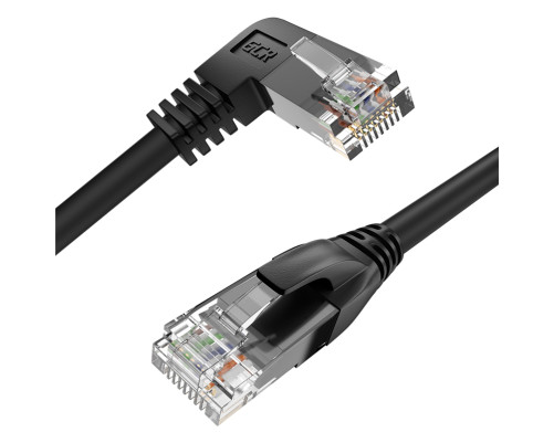 Патч-корд прямой 3.0m UTP кат.5e, черный, правый угол, литой, ethernet high speed, RJ45, T568B, GCR-53146