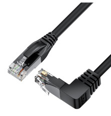 Патч-корд прямой 2.0m UTP кат.5e, черный, нижний угол, литой, ethernet high speed, RJ45, T568B, GCR-53196