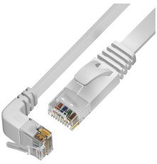 Патч-корд PROF плоский 3.0m, UTP медь кат.6, белый, нижний угол, ethernet high speed 10 Гбит/с, RJ45, T568B