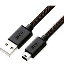 Кабель 1.5m USB 2.0, AM/mini 5P, черно-прозрачный, ферритовое кольцо, 28/24 AWG, экран, армированный, морозостойкий, GCR-51200