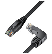 Патч-корд прямой 3.0m UTP кат.5e, черный, верхний угол, литой, ethernet high speed, RJ45, T568B, GCR-53201