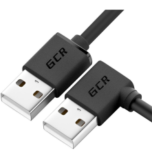 Кабель 0.5m USB 2.0, AM угловой левый/AM, 28/28 AWG, экран, армированный, морозостойкий, GCR-AUM5M-BB2S-0.5m