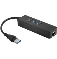 USB Разветвитель/сетевая карта внешняя на 3 порта USB 3.0 + 10/100Mbps Ethernet Network GCR-AP04 Greenconnect