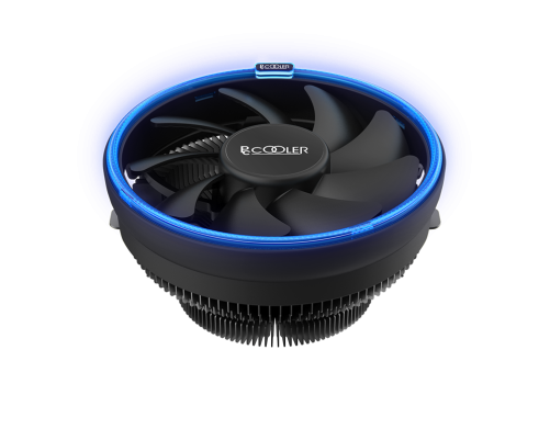 Вентилятор для процессора PCCooler E126M B (92W, 4-pin PWM, 70mm, Al/Cu, -mm, Blue LED, 1x120mm, 56CFM, 26.5dBA, 1800RPM, S: 1700/1200/115X, AM5/AM4, black)