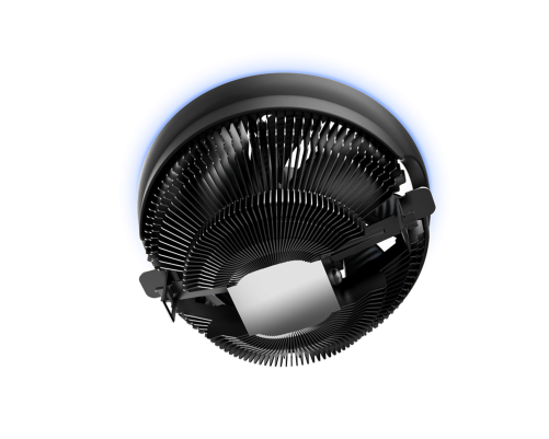 Вентилятор для процессора PCCooler E126M B (92W, 4-pin PWM, 70mm, Al/Cu, -mm, Blue LED, 1x120mm, 56CFM, 26.5dBA, 1800RPM, S: 1700/1200/115X, AM5/AM4, black)