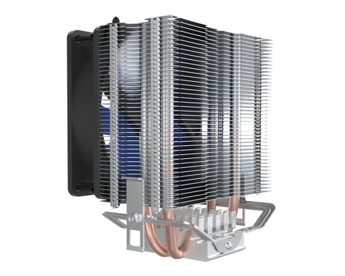 Вентилятор для процессора PCCooler S93 V2 (100W, 3-pin, 125mm, Al/Cu, 2x6mm, 1x92mm, 48CFM, 22dBA, 2200RPM, S: 1700/1200/115X, AM5/AM4, silver, black)