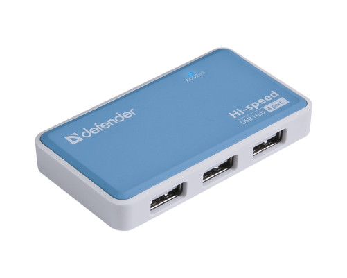 USB разветвитель Defender Quadro Power USB2.0, 4порта, блок питания2A