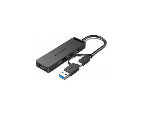 USB разветвитель Vention CHTBB OTG USB-C+USB 3.0 / 4xUSB 3.0 порта, черный - 0.15м.