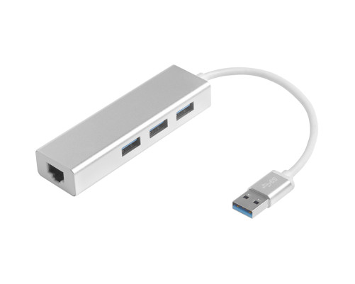 USB Разветвитель/сетевая карта внешняя на 3 порта USB 3.0 + 10/100Mbps Ethernet Network metall Greenconnect