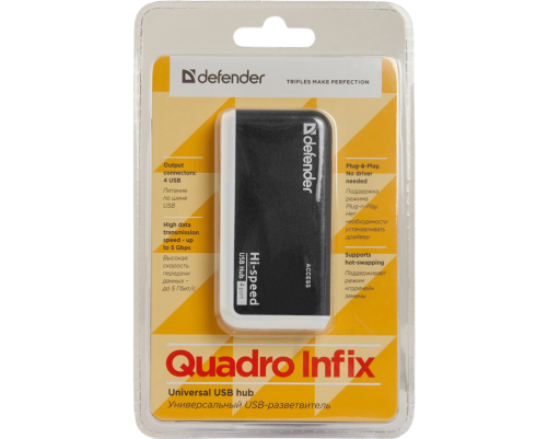 USB разветвитель Defender Quadro Infix USB2.0, 4порта