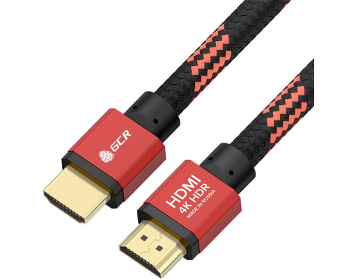 Кабель PROF 2.0m HDMI 2.0, BICOLOR ECO Soft капрон, AL корпус красный, HDR 4:2:2, Ultra HD, 4K 60 fps 60Hz/5K*30Hz, 3D, AUDIO, 18.0 Гбит/с, 28AWG, GCR-54508