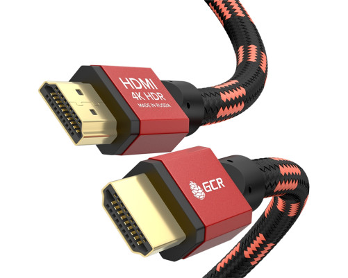 Кабель PROF 2.0m HDMI 2.0, BICOLOR ECO Soft капрон, AL корпус красный, HDR 4:2:2, Ultra HD, 4K 60 fps 60Hz/5K*30Hz, 3D, AUDIO, 18.0 Гбит/с, 28AWG, GCR-54508