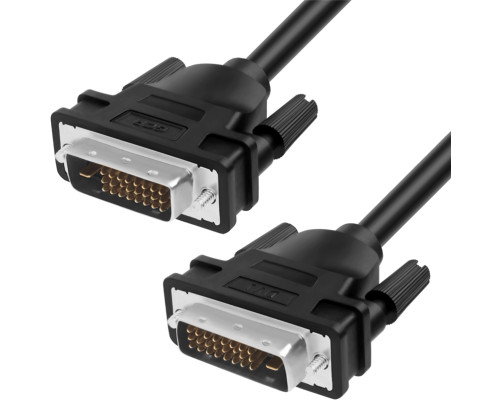 Кабель DVI-D 5.0m, черный, OD 8.5mm, 28/28 AWG, DVI/DVI, 25M/25M, GCR-DM2DMC-5.0m, двойной экран