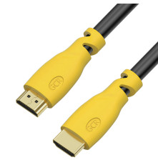 Кабель 1.0m HDMI версия 2.0, HDR 4:2:2, Ultra HD, 4K 60 fps 60Hz/5K*30Hz, 3D, AUDIO, 18.0 Гбит/с, 28/28 AWG, OD7.3mm, тройной экран, черный, желтые коннекторы, GCR-HM341-1.0m