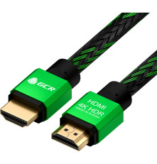 Кабель 1.5m HDMI 2.0, BICOLOR нейлон, AL корпус зеленый, HDR 4:2:2, Ultra HD, 4K 60 fps 60Hz/5K*30Hz, 3D, AUDIO, 18.0 Гбит/с, 28AWG. GCR-52161