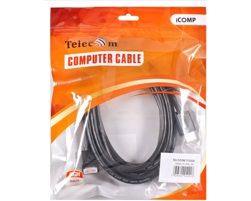 Кабель HDMI---HDMI ver 2.0 угловой коннектор 90град  3м,Telecom <TCG225-3M>