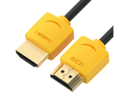 Кабель SLIM 2.0m HDMI 2.0, желтые коннекторы Slim, OD3.8mm, HDR 4:2:2, Ultra HD, 4K 60 fps 60Hz, 3D, AUDIO, 18.0 Гбит/с, 32/32 AWG, GCR-51576