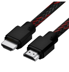 Кабель 1.0m HDMI 2.0, BICOLOR черно-красный нейлон, Ultra HD, 4K 60 fps 60Hz/5K*30Hz, 3D, AUDIO, 18.0 Гбит/с, 28AWG