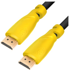 Кабель 5.0m HDMI версия 1.4, черный, желтые коннекторы, OD7.3mm, 30/30 AWG, позолоченные контакты, Ethernet 10.2 Гбит/с, 3D, 4K GCR-HM340-5.0m, экран