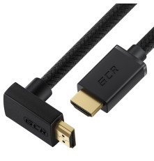 Кабель 2.0m HDMI 2.0, M/M верхний угол, черный нейлон, HDR 4:2:2, Ultra HD, 4K 60 fps 60Hz/5K*30Hz, 3D, AUDIO, 18.0 Гбит/с, 28/28 AWG, GCR-53293