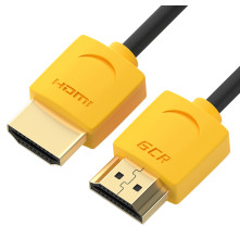 Кабель SLIM 1.5m HDMI 2.0, желтые коннекторы Slim, OD3.8mm, HDR 4:2:2, Ultra HD, 4K 60 fps 60Hz, 3D, AUDIO, 18.0 Гбит/с, 32/32 AWG, GCR-51575