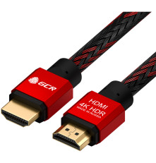 Кабель 1.5m HDMI 2.0, BICOLOR нейлон, AL корпус красный, HDR 4:2:2, Ultra HD, 4K 60 fps 60Hz/5K*30Hz, 3D, AUDIO, 18.0 Гбит/с, 28AWG. GCR-52162